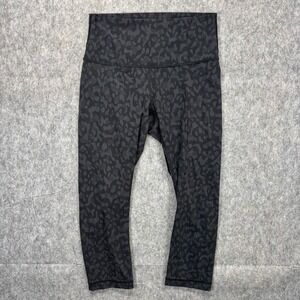 Lululemon Leggings Women's 6 x 20" Black Camo Cropped Athleisure Gym Train Run
